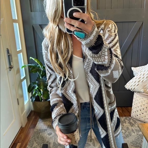 New Aztec Tribal Boho Western Cardigan Sweater Southwest Coat - Picture 2 of 12